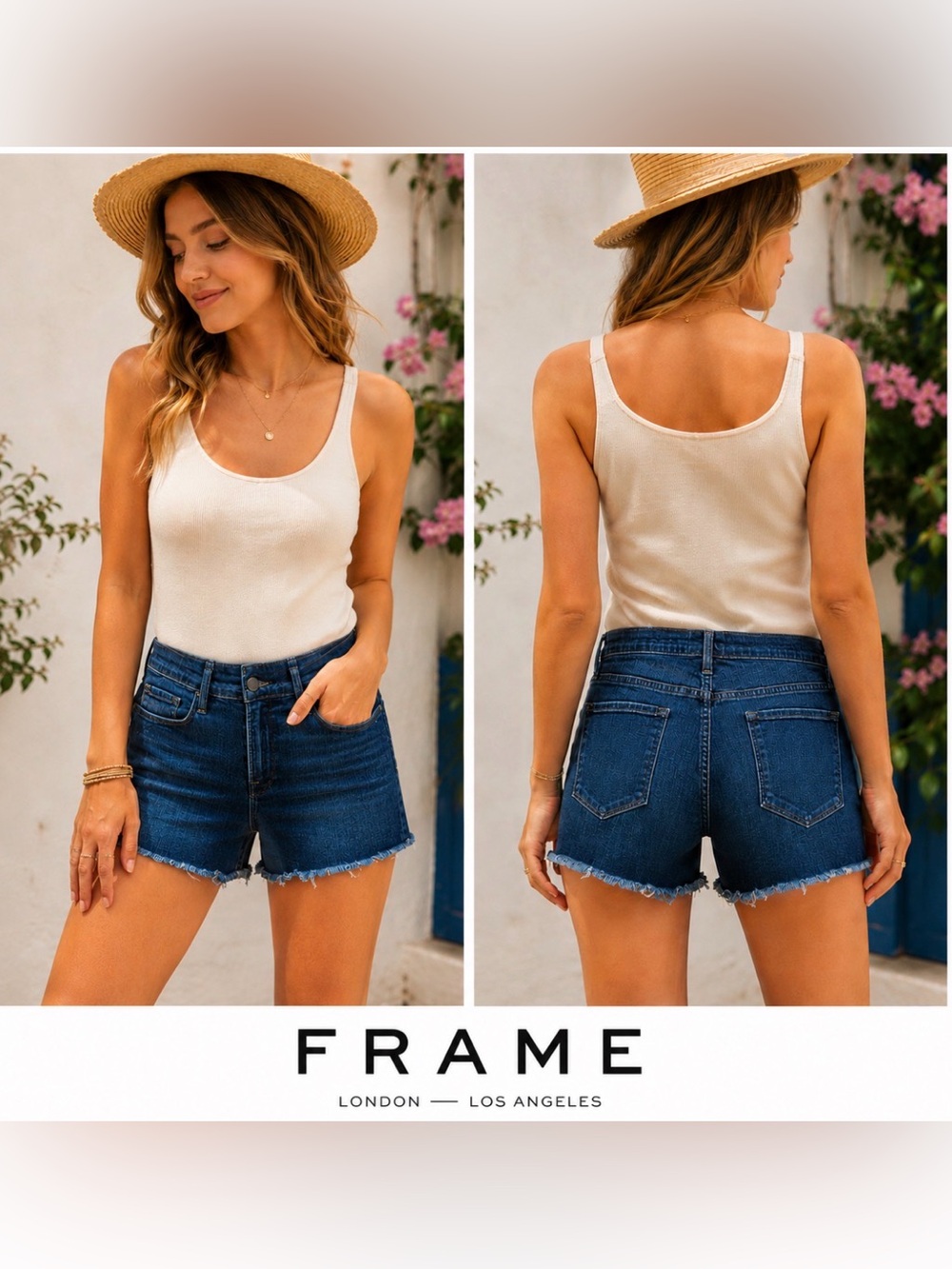 FRAME Shorts Le Cutoff Denim Womens 30 Blue Raw Hem Festival Boho USA LC179